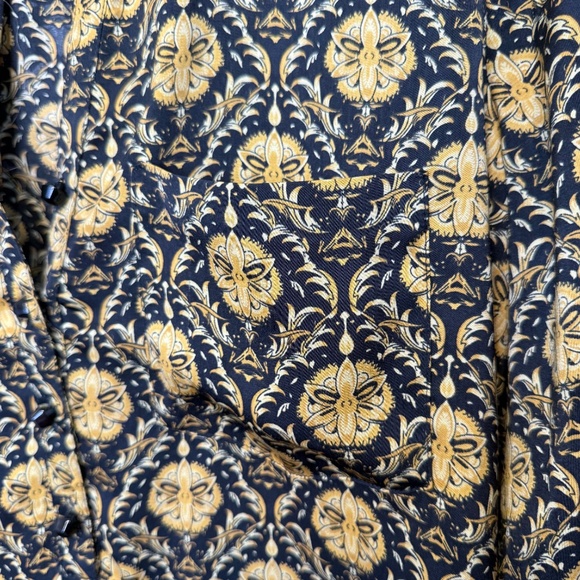 ZARA | Designer Inspo Printed Retro Pattern Button Up Henley Long Sleeve Blouse - Picture 9 of 16